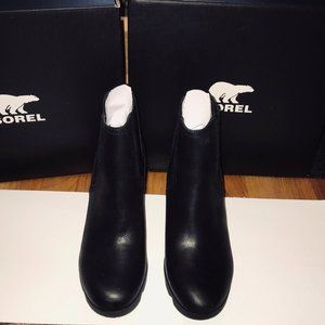 Sorel Joan Uptown Chelsea Leather Wedge Lug Sole Booties